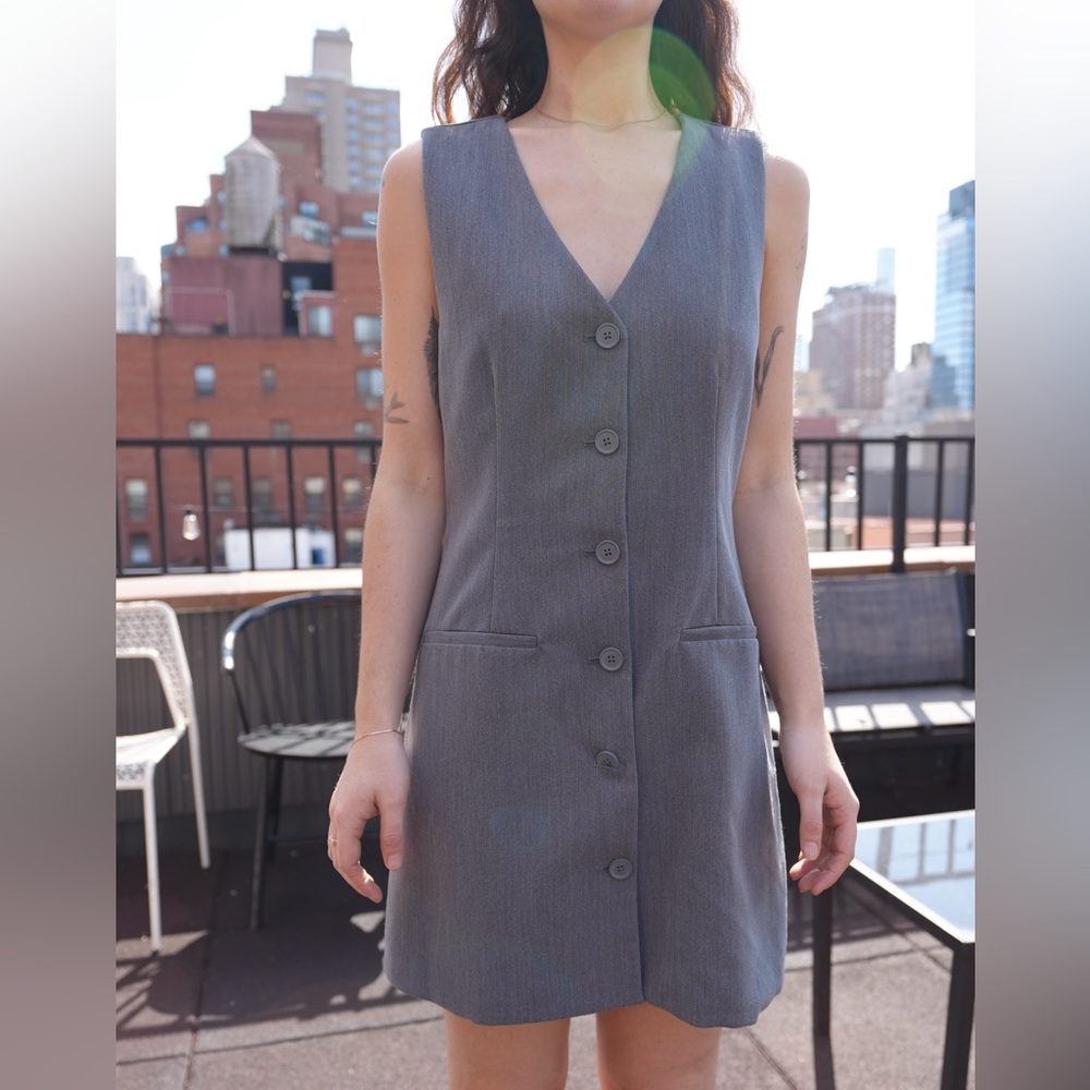 Abercrombie & Fitch Gray Tailored Vest Mini Dress Button Front Size S